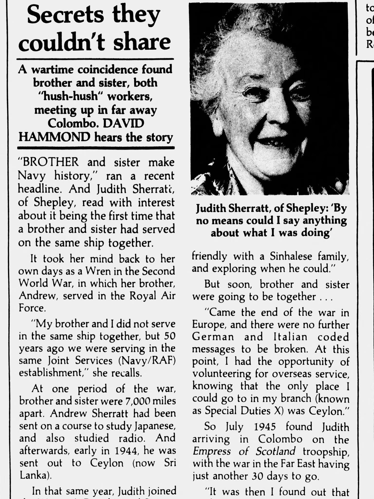 Secrets they couldn’t share — Judith and Andrew Sherratt